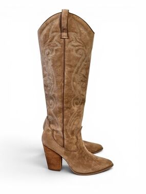Steve Madden Tan Suede Lasso Western Cowboy Boots Size 9